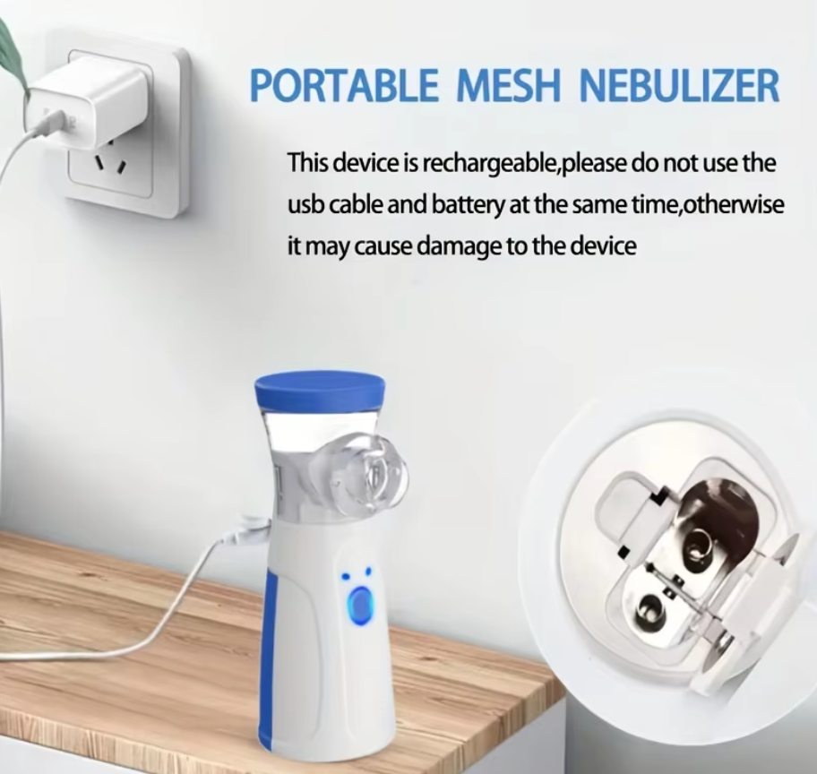 Nebulizador portátil manual con depósito de 200 ml, incluye 3 máscaras y cable USB - Funciona con 2 pilas AA no incluidas, nebulizador bebe, humidificador bebes, humidificador bebes mocos y tos
