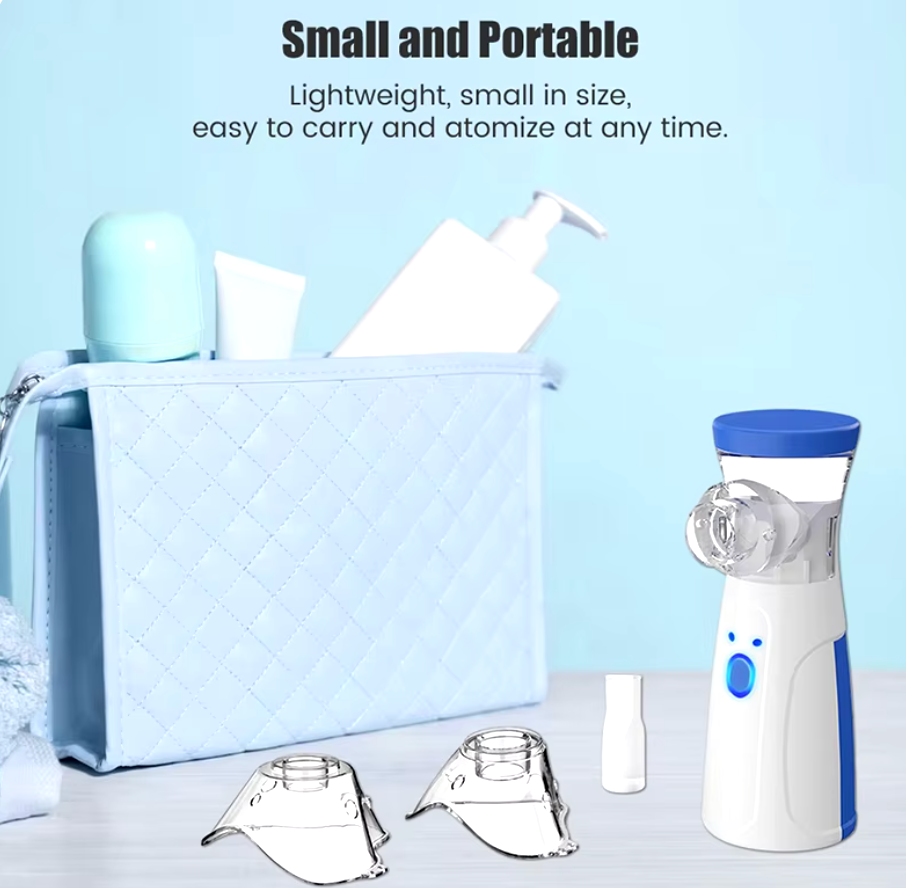 Nebulizador portátil manual con depósito de 200 ml, incluye 3 máscaras y cable USB - Funciona con 2 pilas AA no incluidas, nebulizador bebe, humidificador bebes, humidificador bebes mocos y tos