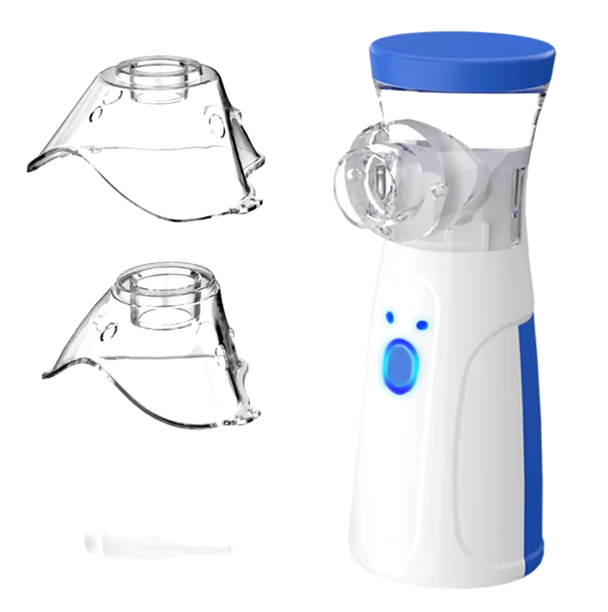 Nebulizador portátil manual con depósito de 200 ml, incluye 3 máscaras y cable USB - Funciona con 2 pilas AA no incluidas, nebulizador bebe, humidificador bebes, humidificador bebes mocos y tos