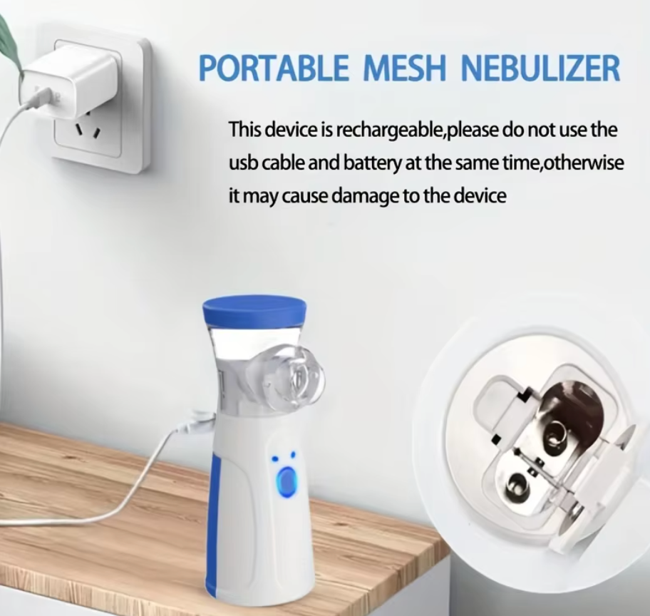 Nebulizador Portatil, Nebulizador para Bebe, Niños Adultos, silencioso inhaladores eléctricos, USB-C con diseño portátil, fácil de usar y limpiar, para uso doméstico y de viajes.